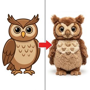 Custom Plush Big Eyed Owl Detail Artwork