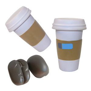 Promotional Novelty Gift Custom Shaped Anti Stress Reliever Toy Cheap Pu Foam Squeeze Drink Cup Bean Coffee Stress Ball
